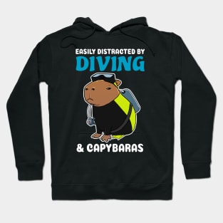 Easily Distracted by Diving and Capybaras Cartoon Hoodie